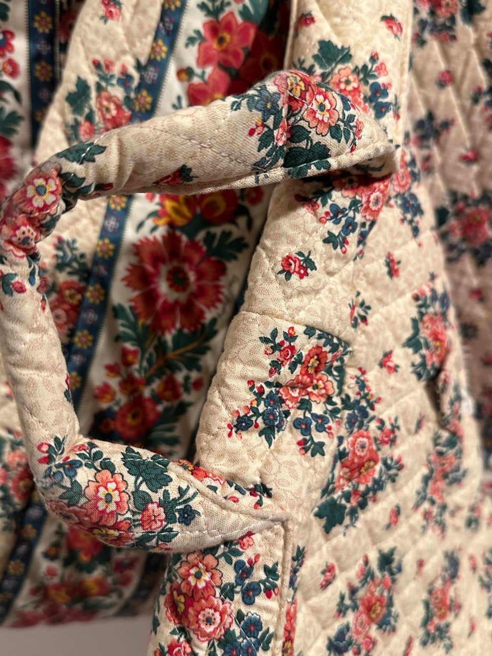 Vtg Vera Bradley "Tea Garden" 1994 Quilted Garment Bag Travel Luggage 55x22 Rare - Picture 12 of 16